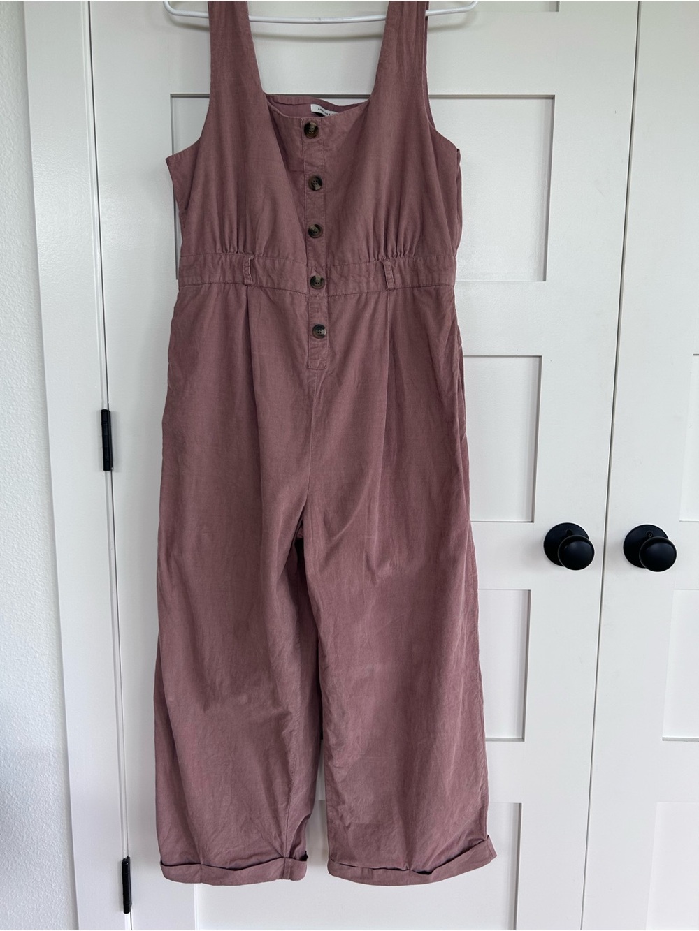 American Eagle Jumpsuit Rose Pink Corduroy Large Wide-Leg 100% Cotto